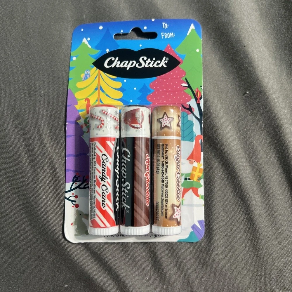 Chapstick Lip Balm - 3-PACK - Candy Cane - Hot Chocolate -‎ Sugar Cookie - NEW